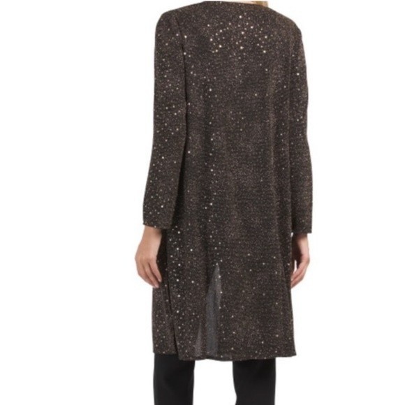 Ann Klein Black Sequin Formal Evening Jacket Cardigan Women Large Oversized Long - Picture 3 of 8